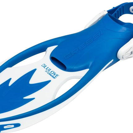Cressi Rocks Kids Swimming Fins - Adjustable Training Fins for Growing Feet - Quick-Release Flippers for Easy On/Off - Vented Composite Blade for Efficient Propulsion - Blue / White - L/XL (6/8 Years)