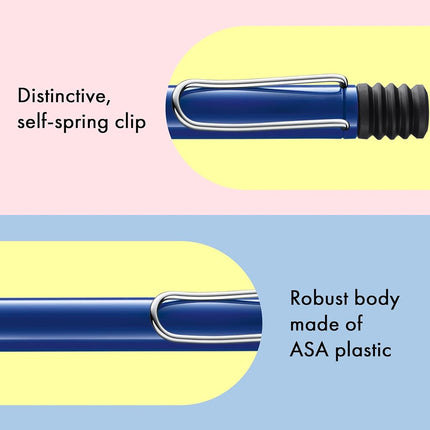 Lamy safari blue - Ballpoint Pen with ergonomic grip & line width M - for pleasant long writing - made of robust ASA plastic – including large capacity refill M 16 in blue