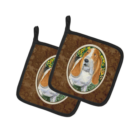 Caroline's Treasures Basset Hound Pair of Pot Hold