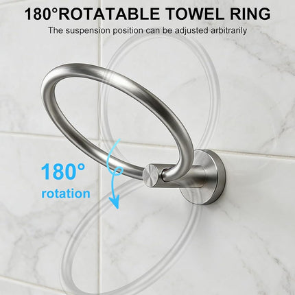 SetSail Towel Holder for Bathroom Wall Silver Towel Ring Stainless Steel Hand Towel Holder Heavy Duty Towel Hanger for Bath, Kitchen Drill Hole, 2 Pack