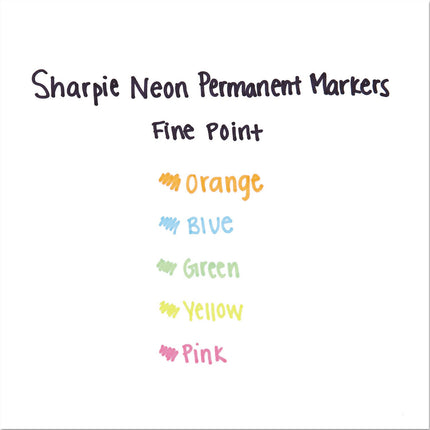 Rotulador permanente Sharpie fino de neón - Colores surtidos, paquete de 5
