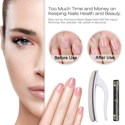 beUakso Premium Upgrade Nano Glass Nail File and Chamois Nail Buffer Kit for Acrylic Nails / All in One Step / Shine Kit