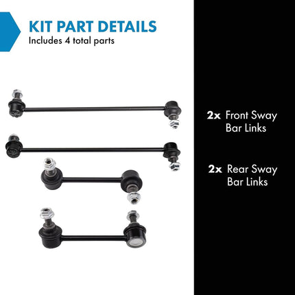 TRQ Front & Rear Sway Bar Stabilizer Link Set Compatible with 2014-2020 Acura MDX
