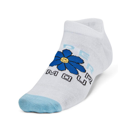 Under Armour Unisex Adult Essential No Show Socks (6 Pairs), (102) White / White / Black, Large