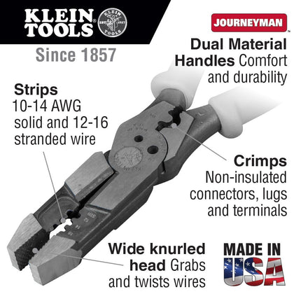 Klein Tools J215-8CR Multitool Pliers, Hybrid Multi Purpose Tool / Crimper, Wire Stripper, Bolt Shearing, Wire Grabbing, Twisting, Looping,Gray/Black
