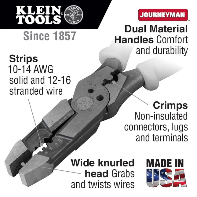 Klein Tools J215-8CR Multitool Pliers, Hybrid Multi Purpose Tool / Crimper, Wire Stripper, Bolt Shearing, Wire Grabbing, Twisting, Looping,Gray/Black