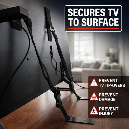 QuakeHOLD! 4520 Universal Flat Screen Safety Straps Black