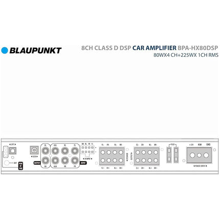 BLAUPUNKT BPAHX80DSP Système de récepteur audio de voiture avec amplificateur DSP Classe D 8 canaux et la puissance robuste des amplificateurs de la série C