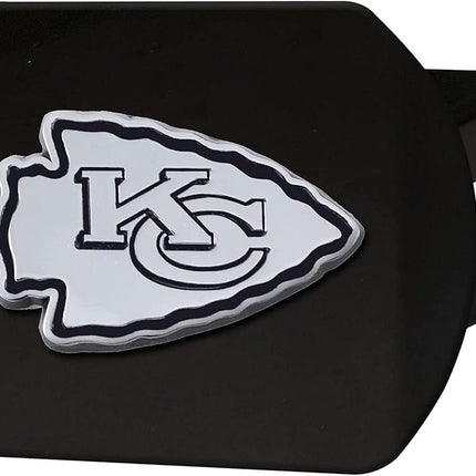Kansas City Chiefs NFL Black Metal Hitch Cover with Chrome Team Logo by FANMATS - Unique Team Logo Molded Design – Easy Installation on Truck, SUV, Car - Ideal Gift for Die Hard Football Fan