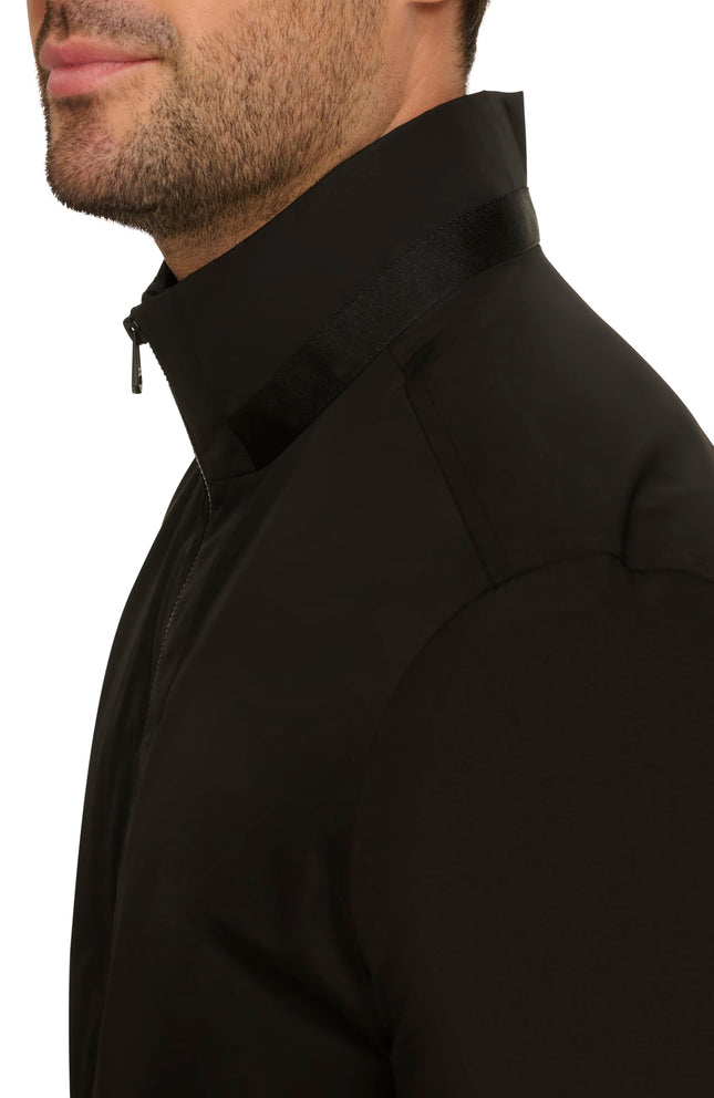 Cole Haan Men's Short Sleeve Self Packable Windbreaker Rain Jacket, Black, S