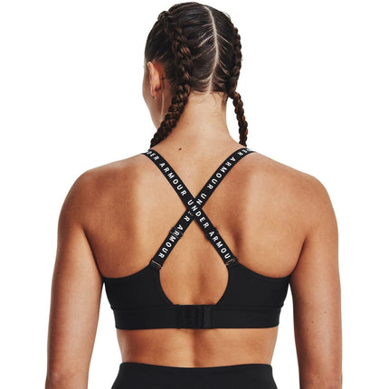 Under Armour Infinity Covered Mid Sport Bra, Women Black, Black / Black / Jet Gray (001), XS
