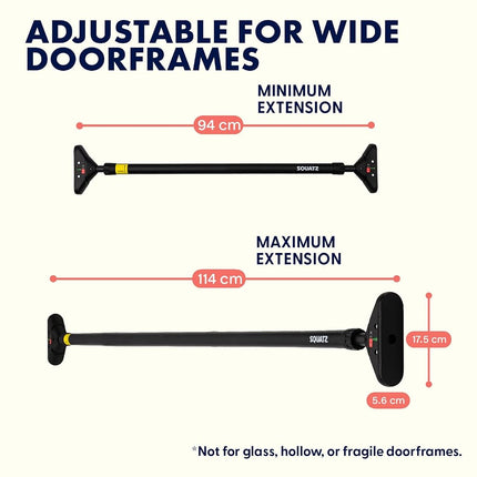 SQUATZ Doorway Pull Up Bar, Adjustable No-Drill Chin Up Bar for Door Frame