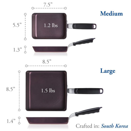 TeChef Tamagoyaki Japanese Omelette Pan/Egg Pan, Coated with Dupont Teflon Select Colour Collection/Non-Stick Coating-Medium