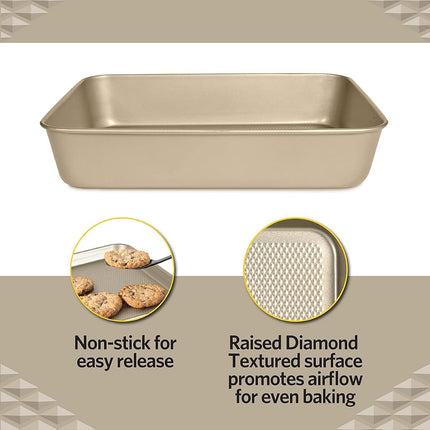 Bandeja para asar prémium Glad, 15.6" x 11" x 3.1", dorada