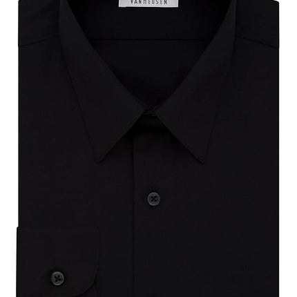 Van Heusen Men's Tall Dress Shirt Big Fit Poplin, Black, 18" Neck 34"-35" Sleeve