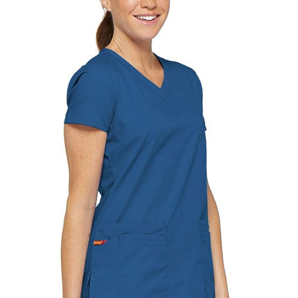 Dickies EDS Signature Scrubs for Women, Contemporary Fit V-Neck Womens Tops in Soft Brushed Poplin 85906, Royal, XXL Plus