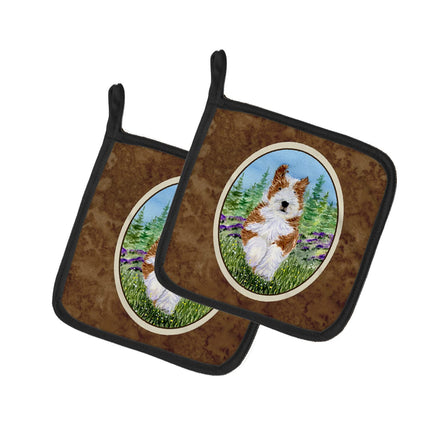 Caroline's Treasures Bearded Collie Pair of Pot Ho