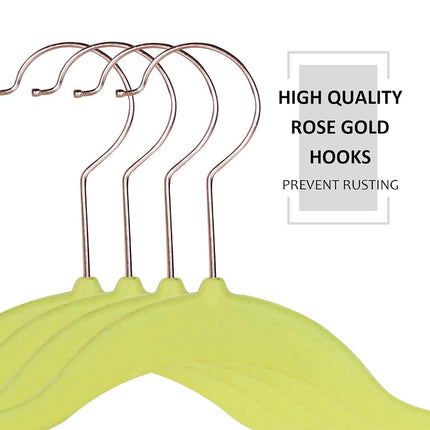 VECELO Premium Velvet Clothes Hangers Suit Heavy Duty (60 Pack)-Non Slip & Space-Saving with 8 Finger Clips & Tie Rack Excellent for Men and Women,Yellow