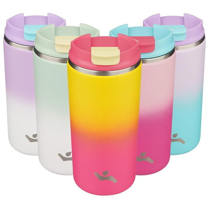 Konokyo Tumbler with Lid, 12 oz Travel Coffee Mug Double Wall Vacuum Stainless Steel Thermal Metal Cup Insulated Water Bottle,Rainbow