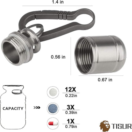 Micro Keychain Pill Holder.TISUR Titanium Pill Case Waterproof Pill Fob for Emergency Aspirin & Nitroglycerin for Travel Purse Pocket (Micro Gas Tank)