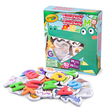 Crayola ABC Matching Magnet Set for Kids � Alphabetical Letter for Toddlers � Comes with Magnetic Animal Toys for Extra Learning � Classroom and Home Education Spelling Learning Set � Animal Party
