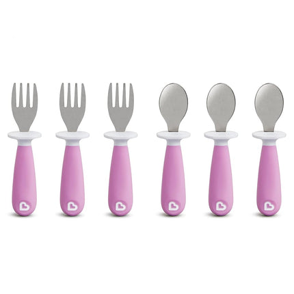 Munchkin Raise Toddler Forks and Spoons 6 Piece, Purple(Pack of 1)