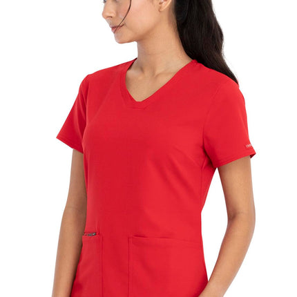Cherokee Women's V-Neck Top Medical Scrubs Shirt, Red, XXS