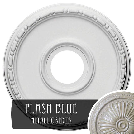 16 1/2"OD x 3 7/8"ID x 1 1/2"P Medea Ceiling Medallion (Fits Canopies up to 5 3/8"), Hand-Painted Flash Blue