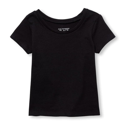 The Children's Place Girls' Basic Long Sleeve Layering Tee Shirt, Black, 4 Years