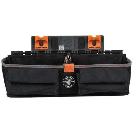 Klein Tools BC511S Centro de Trabajo para Cubos, Bolsa de Herramientas Grande, Accesorio de Sistema de Riel con Gancho en S, Capacidad para Herramientas de Liniero, Cortadores, Engarzadoras y Llaves de Impacto