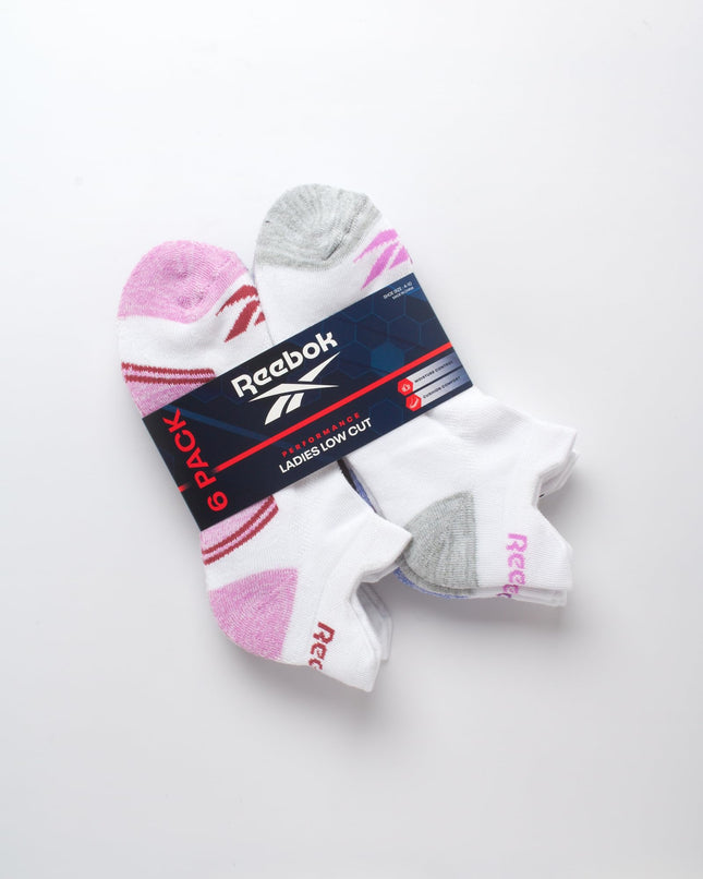 Chaussettes de course Reebok pour femmes - Lot de 6 chaussettes basses demi-bouclette, anti-ampoules, épaisses, à la cheville - Chaussettes de soutien de la voûte plantaire pour femmes (36-44 EU), Blanc, 3.5-9 UK