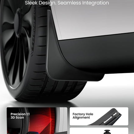 REEVAA 2025 Tesla New Model Y Juniper Accessories - Mud Flaps [No Drilling Required] All-Weather Mud Guard Body Kits for Tesla New Model Y 2025 2026, Black (Set of 4)