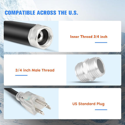 Heated Water Hose for RV, 50FT Electrically Heated Garden Hoses, -45 ℉ Freeze Protection Heated Water Hose, Smart Self-regulating External Thermostat Heated Hose for RV Home Garden Camper