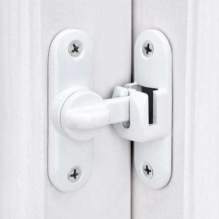 INIRET 3 Packs White Barn Door Latches,90/180 Degree Gate Lock,Flip Gate Latches Hardware,Zinc Alloy Right Angle Door Lock Latch,Door Security Sliding Door Latch Lock for Cabinets,Bathroom.