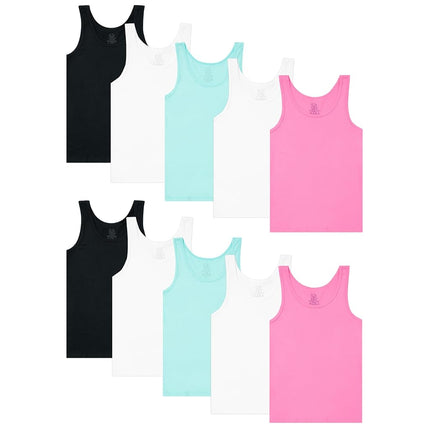 Fruit of the Loom Girls' Undershirts (Camis Camisole, Tank-10 Pack-Assorted, M (Pack of 10)