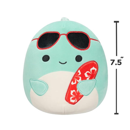 Squishmallows Original 7.5-Inch - Perry the Teal Dolphin with Sunglasses and Surfboard