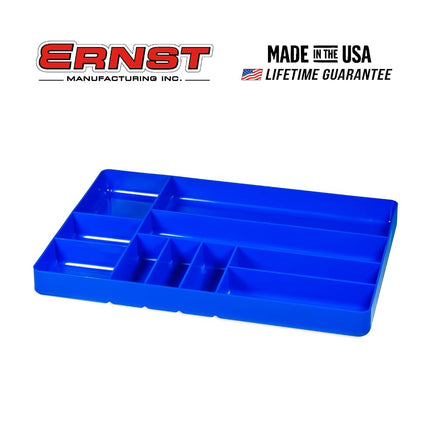 Ernst MFG 10 Compartment Drawer Organizer: Heavy Duty Stackable Tray for Automotive Garage Tool Organization - Low-Profile Toolbox Storage - Nuts and Bolts, Tools, Parts, Easy to Clean - Blue