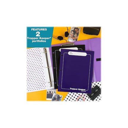 Trapper Keeper Binder, Retro Design, 1 Inch Binder Includes 2 Folders and Extra Pocket, Metal Rings and Spring Clip, Secure Storage, Palm Trees, Mead School Supplies (260038FDE1-ECM)