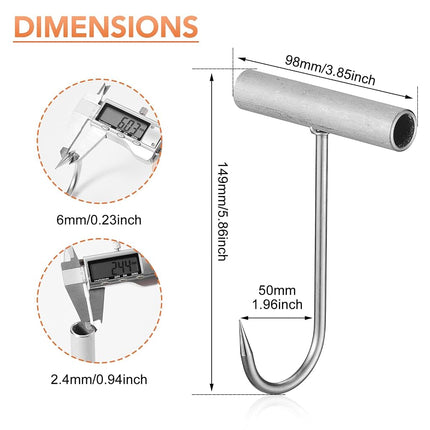 ARTOYS Stainless Steel Meat Hook - 2Pcs - T-Shaped Butcher's Hook for Easy Processing,T-Handle Boning Hooks,Great Hook for The Home-Butcher
