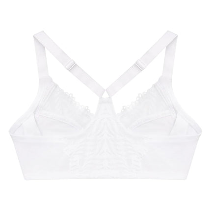 Glamorise Front-Closure T-Back Wonderwire Underwire Bra 1246 (Women's & Women's Plus) White