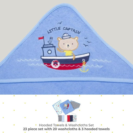 Spasilk 23-Piece Essential Baby Bath Gift Set, Navy Nautical