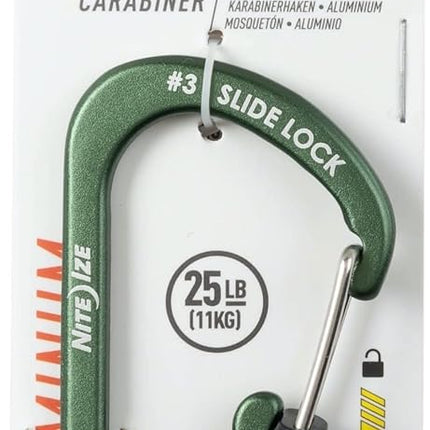 Nite Ize SlideLock Carabiner Aluminum, Size #3, Olive