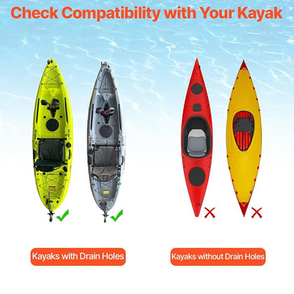 VEVOR Kayak Cart, 280lbs Load Capacity with 10 Inch Solid Tires, Heavy Duty Detachable Canoe Trolley Cart with Adjustable Width & Top Foam Protection, for Kayaks with Drain Holes of 2.54cm and Above