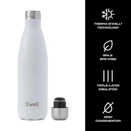 S'well Stainless Steel Water Bottle - 17 Fl Oz - Angel Food - Triple-Layered Vacuum-Insulated Containers Keeps Drinks Cold for 36 Hours and Hot for 18 - BPA-Free - Perfect for The Go