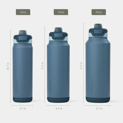 ZULU Powerfill Pro 40oz Stainless Steel Water Bottle with Quick Fill Lid, Triple Walled Vacuum Insulated Metal, Leak Proof Locking Lid, Sip and Chug, Reusable BPA Free, High Tide