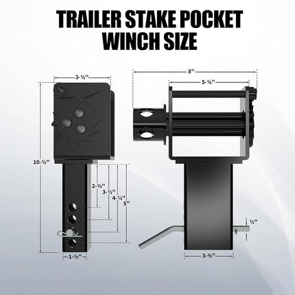 Trailer Stake Pocket Winch, 16200 LBS Capacity Heavy Duty Steel Trailer Winch with 4 Cotter Pin Holes, for Flatbed Trucks Winches, 6 Pack
