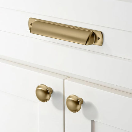 khtumeware 10 Pack 4"(102mm) Gold Drawer Pulls Brushed Satin Brass Cabinet Bin Cup Pulls Kitchen Hardware Cabinet Handles Drawer Handles Knobs.