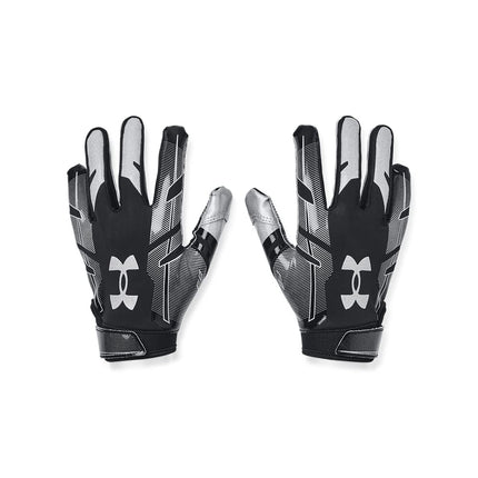Under Armour Boys Youth F8 Football Gloves, Black (001)/Metallic Silver, Youth Small