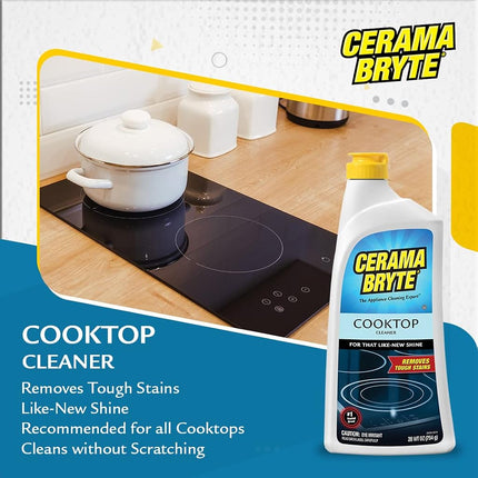 Cerama Bryte Cooktop and Stove Top Cleaner for Glass-Ceramic Surfaces, 2-28 oz