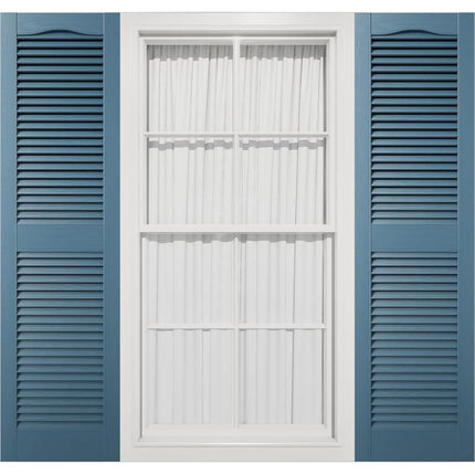 Mid America 00011467036 Standard Size Cathedral Top Center Mullion, Open Louver Shutter (Per Pair), 14 1/2"W x 67"H, Classic Blue